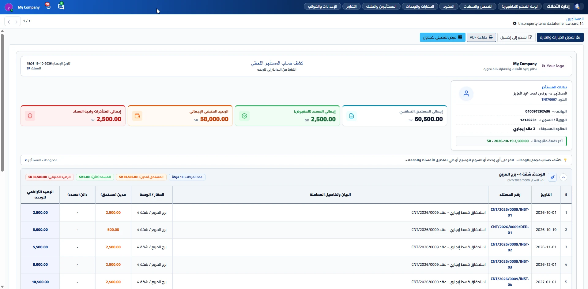 تسويات وتحويلات مستحقات الملاك العقاريين